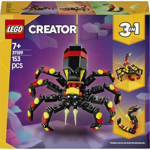 LEGO Creator 3in1 Wilde Tiere: Überraschungsspinne 31159 | Spielzeug ab 7 Jahren für Jungen, Bausatz mit 3 Modellen, umbaubar in Skorpion oder Schlange, Geschenk für Kinder, 153 Teile