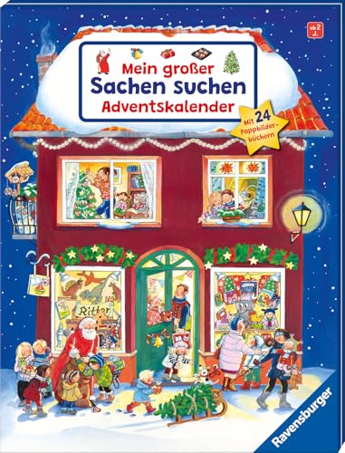 Mein großer Sachen suchen Adventskalender, dekorativer Aufstellkalender ab 2 Jahren: Mit 24 Pappbilderbüchern