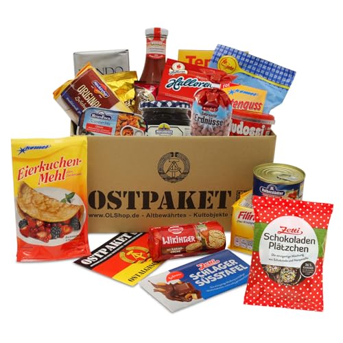 Ostpaket Lebensmittel mit 19 Produkten Spezialitäten Spezialitätenpaket Geschenkidee DDR-Paket Nostalgie Ostkarton Geschenke aus dem Osten Geschenkset Ostprodukte