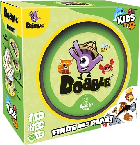 Asmodee, Dobble Kids, DE-Version, Familienspiel, Kartenspiel, Schnelles und lustiges Gesellschaftsspiel für die ganze Familie, 2-8 Spieler, ab 4 Jahren, 15 Minuten