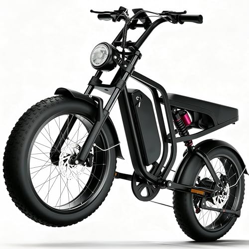 DEEPOWER E-Bike Für Erwachsene, 48V/52V 20Ah Abnehmbarer Akku, Bis Zu 60-110 KM Reichweite, 20 Zoll Fat Tire, Hydraulische Scheibenbremsen, Shimano 7-Gang, All-Terrain (Modern Schwarz)