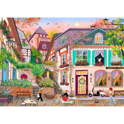HUADADA Puzzle 1000 Teile-Puzzle 1000 Teile Erwachsene, Klassische Puzzle Geschenk-Eine ruhige Stadt