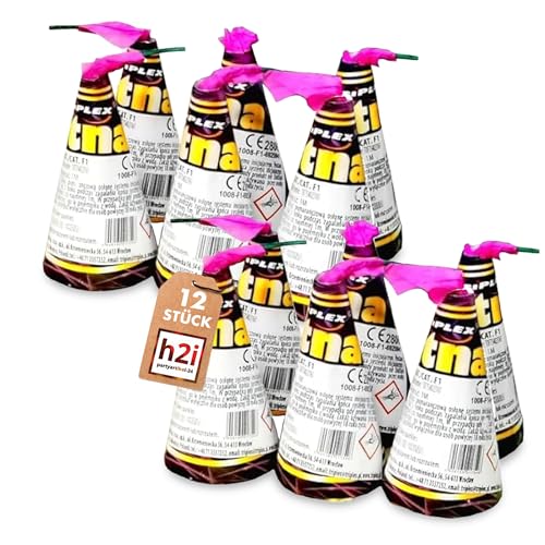 h2i Etna Vulkan | 12 Stück | +/- 15-20 sek | Outdoor Leuchtfontäne mit Funkenregen für Silvester, Halloween & Partys | Kinder & Jugendfeuerwerk | Ganzjahresfeuerwerk Kat 1