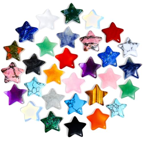 AWARDSEN 20 PCS Sternkristall, Chakra Steine Heilsteine Kristalle Set, Sterne Edelsteine Mehrfarbig Steine Glückssteine Stern Kristall Star Crystal für Reiki Ornamente und Meditation