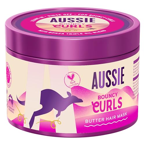 Aussie Bouncy Curls Butter Haarmaske 500ml zum Entwirren, Nähren und Tiefenpflegen von Wellen und Lockenhaar, mit Jojoba, Kokos und Australischen Macadamianussölen, Vegan und Tierversuchsfrei