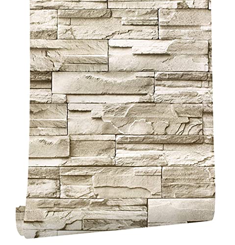 myforHD Selbstklebend Tapete Wandpapier Ziegel Selbstklebende Wandaufkleber 44cmX300cm Vintage Backstein Stein tapeten Wasserdicht für Küche Schlafzimmer Wohnzimmer Wand