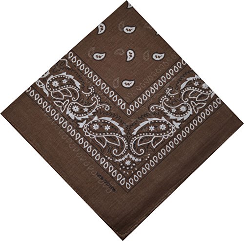 Bandana Halstuch Biker 1er 3er 6er 12er Pack Nikki Tuch Schal Paisley Kopftuch 100% Baumwolle 25 Farben (1er, Braun)