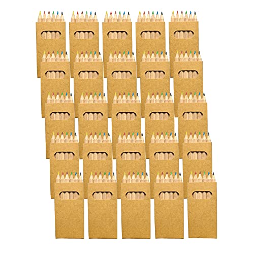 JEKA 100 Buntstifte-Set mit je 6 Buntstiften, Mitgebsel Hochzeit, Mitgebsel Kindergeburtstag, Restaurant Kinder, kleine Kindergeschenke, Kinderparty, Mini Sets Buntstifte