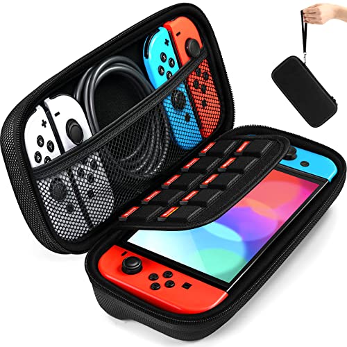 ivoler Tasche Kompatibel mit Nintendo Switch/Nintendo Switch OLED, Portable Protective Hard Shell Tragetasche Hülle mit Speicherplatz für 10 Spiele, und anderes Zubehör