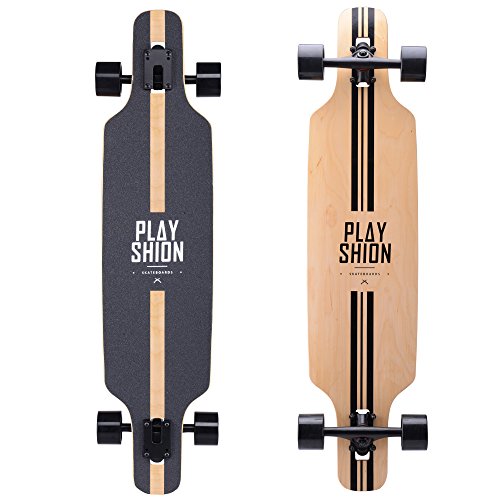 Playshion Longboard 39 Zoll, mit ABEC-9 Kugellagern, Drop-Through Freeride Skateboards Cruiser