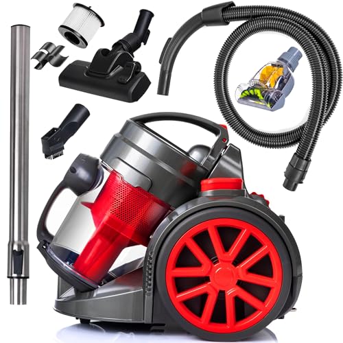 LEHMANN Zyklon Staubsauger beutellos | Bodenstaubsauger mit Zyklontechnologie | Zylinder-Staubsauger mit Düsensatz | Hochleistungskraft 4000 Watt, HEPA-Filter, 1,8 L