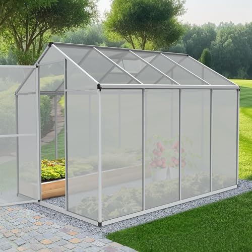 ONBEST stabiles Aluminium Gewächshaus mit Dachfenster – Garten Frühbeet ideal für die Anzucht von Tomaten Blumen – vielseitig nutzbar als Treibhaus, Tomatengewächshaus Pflanzenhaus (XL)