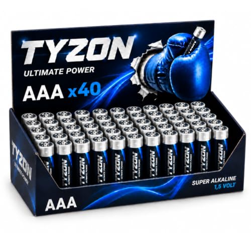 Tyzon® Batterien AAA 40 Stück – Langlebig & Leistungsstark AAA Batterien, Ideal für Haushalts- und Elektronikgeräte