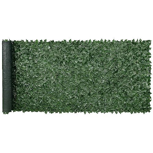 VEVOR Sichtschutzzaun aus Efeu, 1500 x 4010 mm, Sichtschutz, Efeuzaun mit Netzgeweberückseite und verstärkter Verbindung, künstliche Hecken mit Weinblättern als Dekoration für Garten, Hof, Balkon
