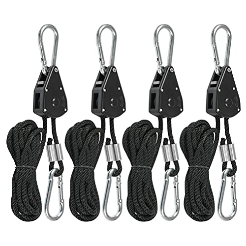 TIMESETL Spannseil Mit Ratsche 4 Stück 150lb Spannseile, Seilspann Camping Ratsch, Seilratsche Flaschenzug Sonnensegel Verstellbarer Seil Ratsche 1/8 Zoll Ratchet Hangers Grow, Hängendes Seil