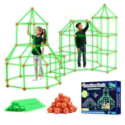 Tiny Land DIY Höhle Kinder Konstruktionsspielzeug - Im Dunkeln Leuchtendes, Outdoor Spielzeug für 5+ ahre alt Junge & Mädchen - 130PCS Kreatives Bauset Für Kinder Höhle Bauen Indoor