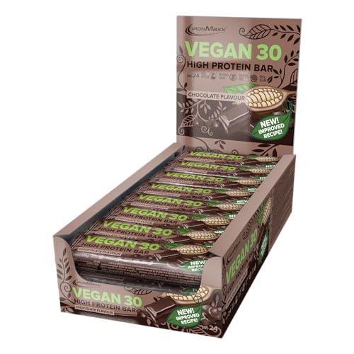 Vegan 30 Protein Bar Chocolate - 24 x High Protein Riegel 35g ohne zusätzlichen Zucker, 30% Proteingehalt, Leckerer Snack für pflanzliche Ernährung & palmölfrei