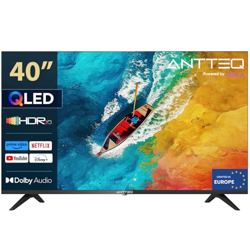 Antteq AV40F5Q 2K QLED Fernseher 40 Zoll Full HD Bluetooth mit HDR Triple Tuner (DVB-C/-S2/-T2), App Store, Netflix, Prime Video, Rakuten TV, DAZN, YouTube, WiFi, Hotelmodus