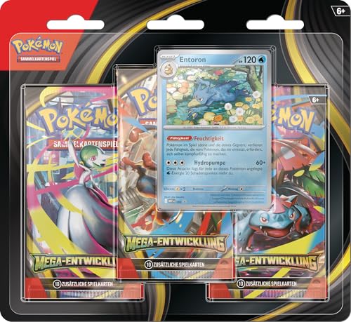 Pokémon-Sammelkartenspiel: 3er-Pack Mega-Entwicklung: Entoron (1 holografische Promokarte & 3 Boosterpacks)