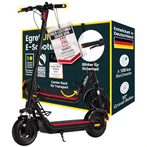 Neuerscheinung 2026: Egret Unit E-Scooter mit Straßenzulassung, 20 km/h, 100 km, Doppelfederung | Gepäcklösung, 10