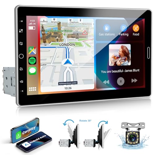 VECHTEL Autoradio 1 Din mit Carplay Android Auto, 10,1 Zoll IPS Einstellung Touchscreen Radio Auto Unterstützung Bluetooth, FM Radio, Mirror Link, GPS, 2USB, SWC, MIC, Rückfahrkamera