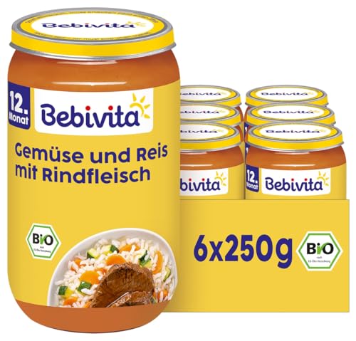 Bebivita Menüs ab dem 12. Monat Gemüse-Reis mit Rindfleisch, 250g 6er Pack (6x250g)
