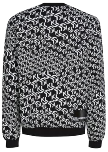Karl Lagerfeld Jeans Herren Regular Monogram Sweatshirt Schwarz-Weiß-Runddruck M