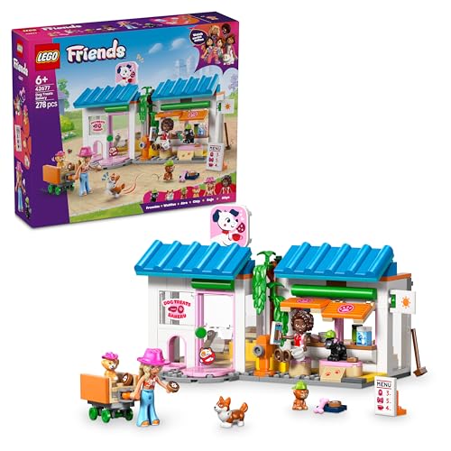 LEGO Friends Hundekuchenbäckerei - Kinder Einkaufsladen mit 2 Mini Puppen, 4 Tierfiguren, Tiertragetasche und Spielzeug Futterzubehör - Geburtstagsgeschenk für Mädchen ab 6 Jahren - 42677