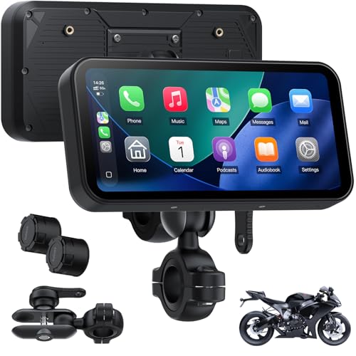 A622 Motorrad CarPlay 6.25 Zoll-Touchscreen-Display, kabelloses CarPlay und Android Auto, IP67 wasserdicht, Reifendruckkontrollsystem (TPMS), Dual-Bluetooth, GPS, USB/Acc-Stromversorgung