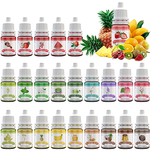 Lebensmittelaroma, Food Flavour Drops - 24 Konzentriertes Lebensmittel Flavor Oil Aromaöl zum Backen, Kochen, Kosmetik - Flüssiger Lipgloss Flavoring Oil für Getränke, Seifen - Wasser- und öllöslich