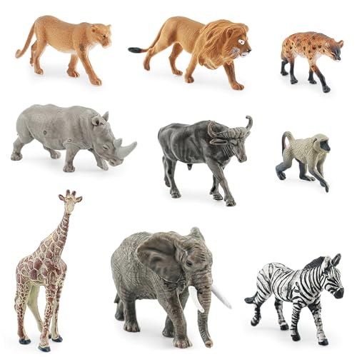 KQDRAVINE 9 Stück Safari Wildtiere Figur, Mini Waldtier, Zoo Spielzeuge, Bauernhof Tiere Spielzeug Tierfiguren Set, Tiere Spielzeug, Safari Animal Toys Figuren für Kinder
