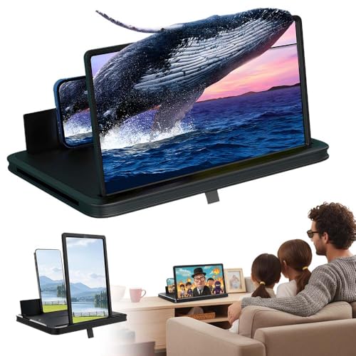 Handy Bildschirmlupe, HD Handy Lupe, 3D Bildschirm für Handy für Allen Smartphones, perfekt zum ansehen von filmen,Videos (Schwarz, 14 Zoll)