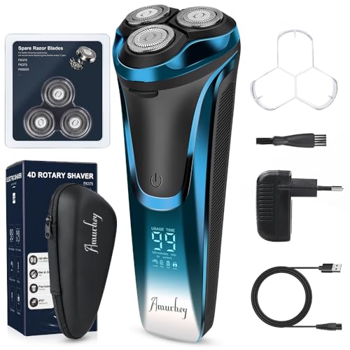 Rasierer Herren Elektrisch mit 3er Ersatzköpfe&1 Ladegerät&Reiseetui, Snapbuy Rasierapparat Nass- und Trockenrasierer IPX7, Elektrorasierer mit Präzisionstrimmer Bartschneider, 99 Min Laufzeit