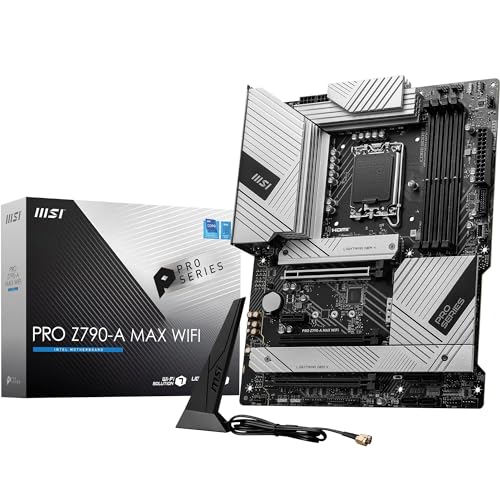 MSI PRO Z790-A MAX WiFi Mainboard, ATX - Unterstützt Intel Core Prozessoren der 12. 13., und 14. Gen., LGA 1700, DDR5 7800+MHz/OC, PCIe 5.0 x16 Slot, 4 x M.2 Gen4 Slots, Wi-Fi 7, 2.5G LAN