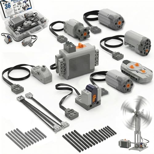XEIYEI Servo Motor Function Set Power Functions Set 36-teiliges Motor Power Function Elektrisch Spielzeug Motor Technology Power Powered Module Fernbedienung Batteriebox Kompatibel mit Vielen Modellen