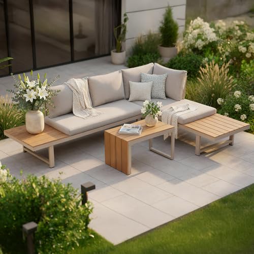 Gartenmöbel-Set IBIZA MODULAR LOUNGE - 250cm - greige - Aluminium