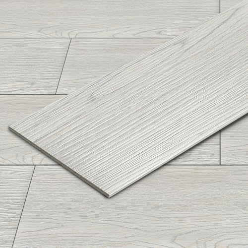 Eikuavons PVC Bodenbelag Selbstklebende, Vinyl-Fliesen, Vinylboden, 91,44 cm x 15,24 cm - Dicke 2 mm, Vinyl Laminat Rutschfeste Dekor-Dielen für Schlafzimmer, Wohnzimmer, 18 Fliesen/2,5 ㎡, Rauchgrau