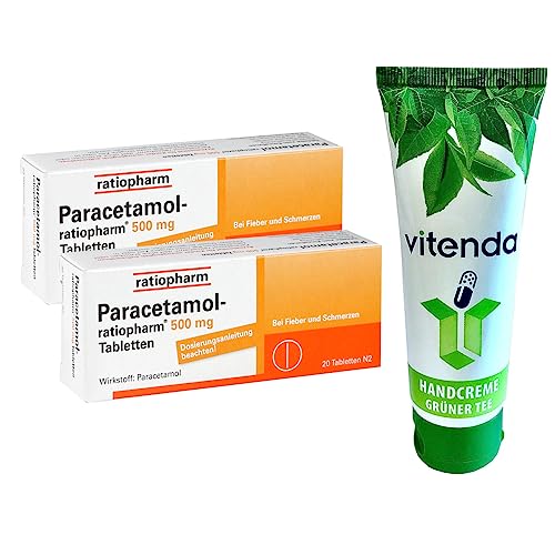 Paracetamol-ratiopharm 500 mg Tabletten 2x20 Stück inclusive einer Handcreme von vitend - Der gut verträgliche Klassiker hilft gegen Schmerzen und Fieber