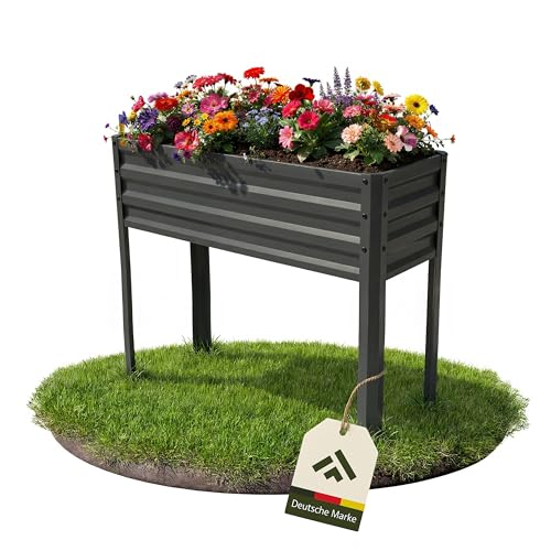 novaterra® gewelltes Hochbeet aus Metall - B 85 x T 31 x H 80 cm - Robustes & Rostbeständiges Gartenbeet für Balkon & Garten | Formschönes Design, UV-beständig, wetterfest