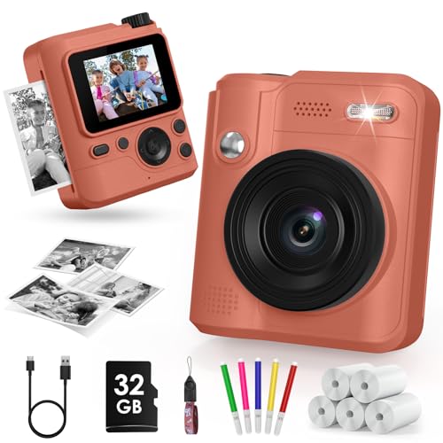 Gofunly Sofortbildkamera Kinder Digitalkamera mit 32G Karte & DruckerPapier