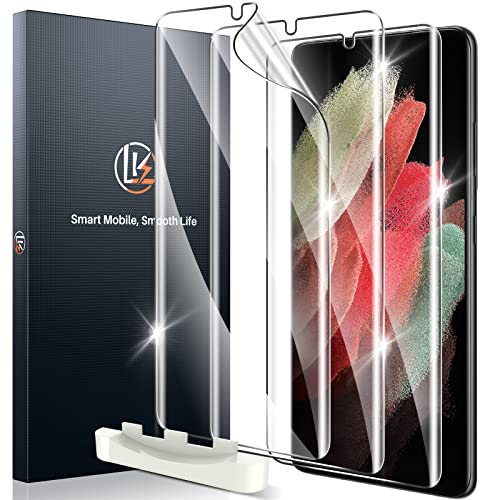 LK 3 Pack Displayschutzfolie für Samsung Galaxy S21 Ultra, Selbstheilende TPU-Folie, Anti-Kratzer, keine Blasen, Berührungsempfindlich, Unterstützung In-Display Fingerabdruck-Scanner