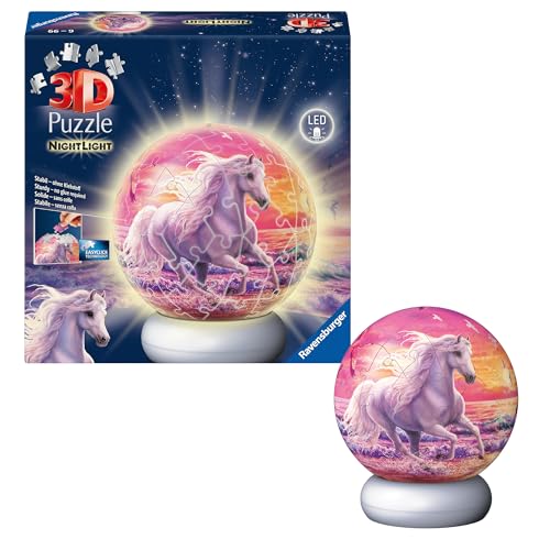 Ravensburger 3D Puzzle-Ball Nachtlicht Pferde am Strand - Puzzle ab 6 Jahre