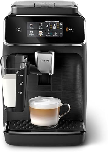 Philips 2300 Series Kaffeevollautomat - 4 Getränke, Modernes Farb-Touchscreen-Display, LatteGo-Milchsystem, SilentBrew, 100% Keramikmahlwerk, AquaClean Filter, Mattschwarz (EP2330/10)