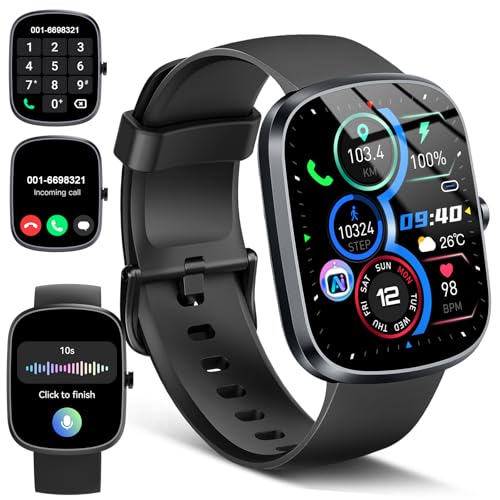 KI-Smartwatch Damen Herren, Schrittzähler Uhr ChatGPT-AI mit KI-Gestützter Gesundheitsanalyse, 1,91