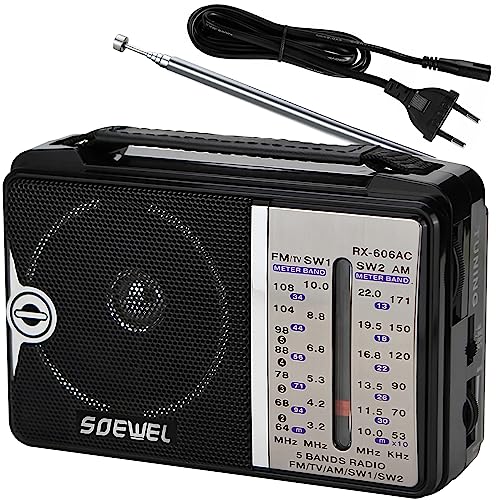 Retoo Radio Retro Vintage Kleines und Tragbares AM/FM/SW – Mini Küchenradio mit Batterie oder Kabel, hohe Lautstärke, Tischradio für Senioren, kompaktes Radio klein