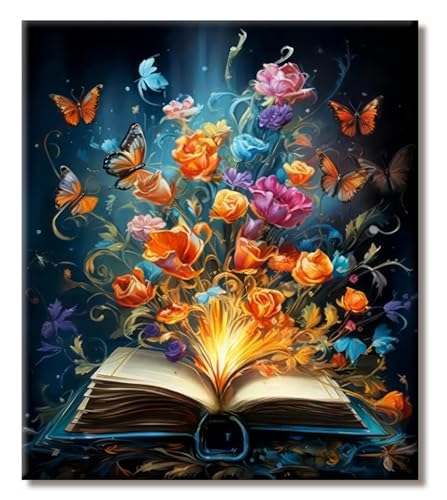 LZLHDE Malen Nach Zahlen Erwachsene Blumen, Paint by Numbers Knitterfreie Leinwand Bilder, diy GemäLde Kit mit Pinsel und Acrylfarbe Als Geschenk für Wanddeko Groß 40x50cm