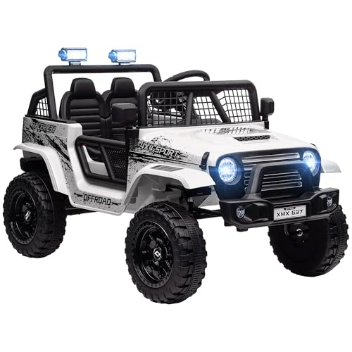AIYAPLAY Kinder Elektroauto, 12 V 3-5 km/h Elektro Kinderauto mit 2,4G Fernbedienung, Stoßdämp, Elektrisches Kinderfahrzeug mit Musik, Scheinwerfer, Hupe, MP3, Elektro Auto für Kinder 3-6 Jahre, Weiß