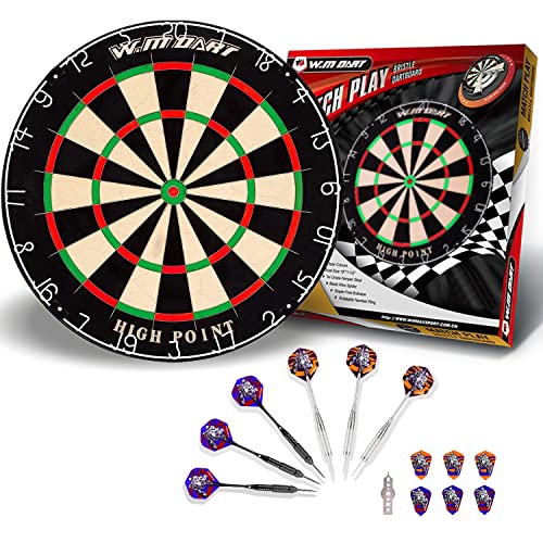 Dartscheibe Kork Offizielles mit Pfeilen Turniermaß Bristle Dart Scheibe Dartboard Steeldartscheibe Steeldart Dartscheiben Set 6 Dartpfeile Metallspitze,12 Flights