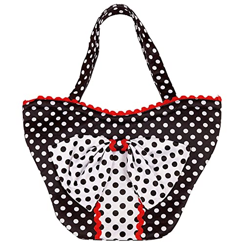 W WIDMANN MILANO Party Fashion 10679 - Handtasche 50er Jahre, Schwarz-Weiß gepunktet, Accessoire, Retro, Karneval, Mottoparty