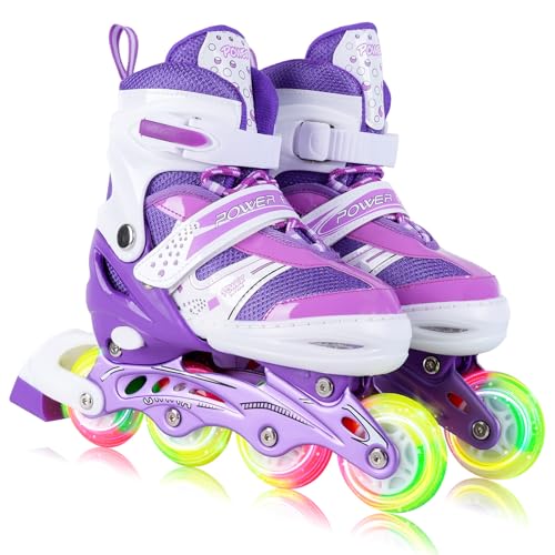 JIFAR Inliner Kinder,Verstellbare Beleuchteten inliner Damen Herren 30-33 34-37,Inline Skates Mädchen Jungen Rollschuhe Kinder Größenverstellbar